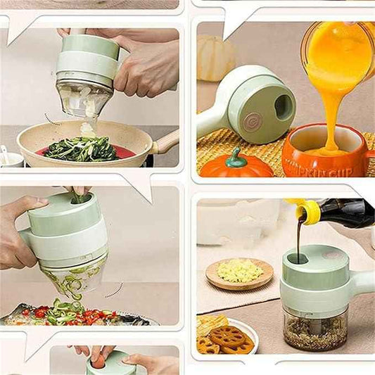 4 in 1 Portable Electric Vegetable Cutter Set – Chop, Slice & Grind in Seconds!