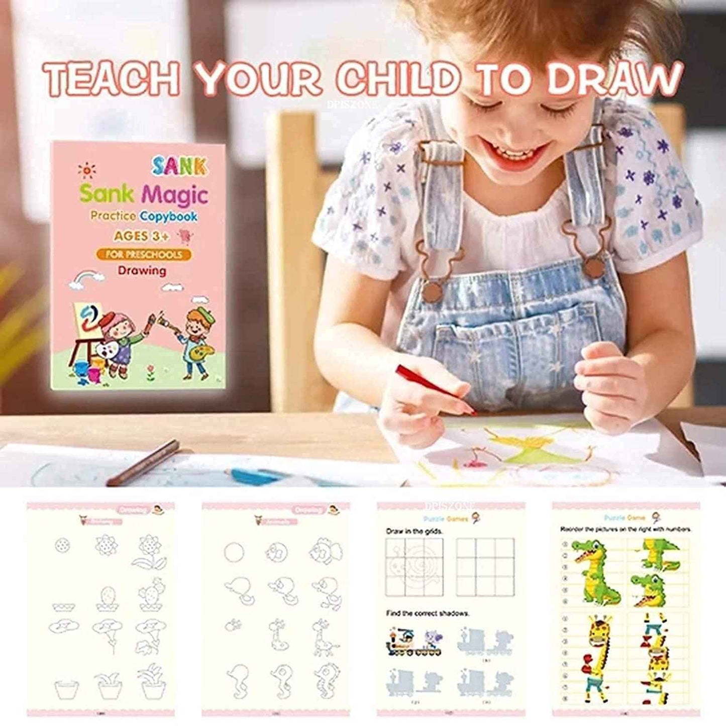 Magic Practice Book for kids 4 pcs 10 refill