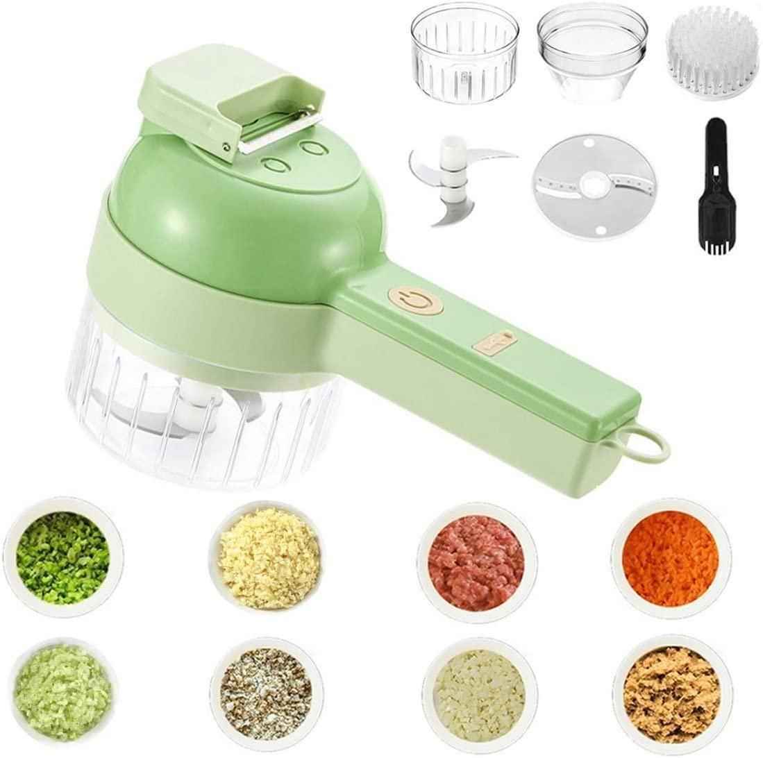 4 in 1 Portable Electric Vegetable Cutter Set – Chop, Slice & Grind in Seconds!