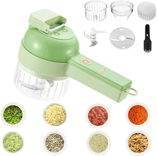 4 in 1 Portable Electric Vegetable Cutter Set – Chop, Slice & Grind in Seconds!