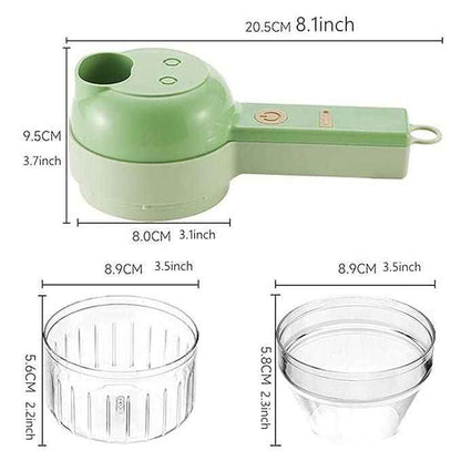 4 in 1 Portable Electric Vegetable Cutter Set – Chop, Slice & Grind in Seconds!