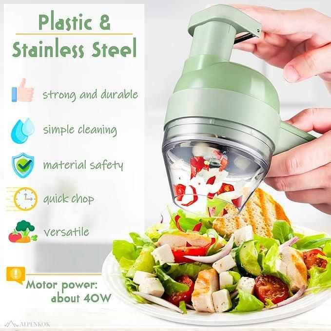 4 in 1 Portable Electric Vegetable Cutter Set – Chop, Slice & Grind in Seconds!
