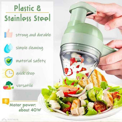 4 in 1 Portable Electric Vegetable Cutter Set – Chop, Slice & Grind in Seconds!