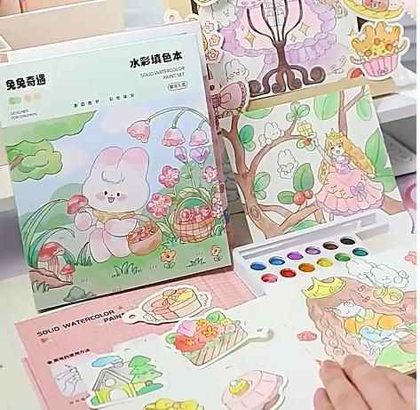 Cartoon Art Coloring Painting Set for Kid's