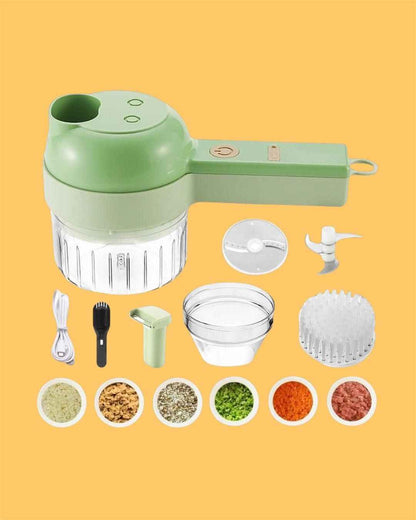 4 in 1 Portable Electric Vegetable Cutter Set – Chop, Slice & Grind in Seconds!