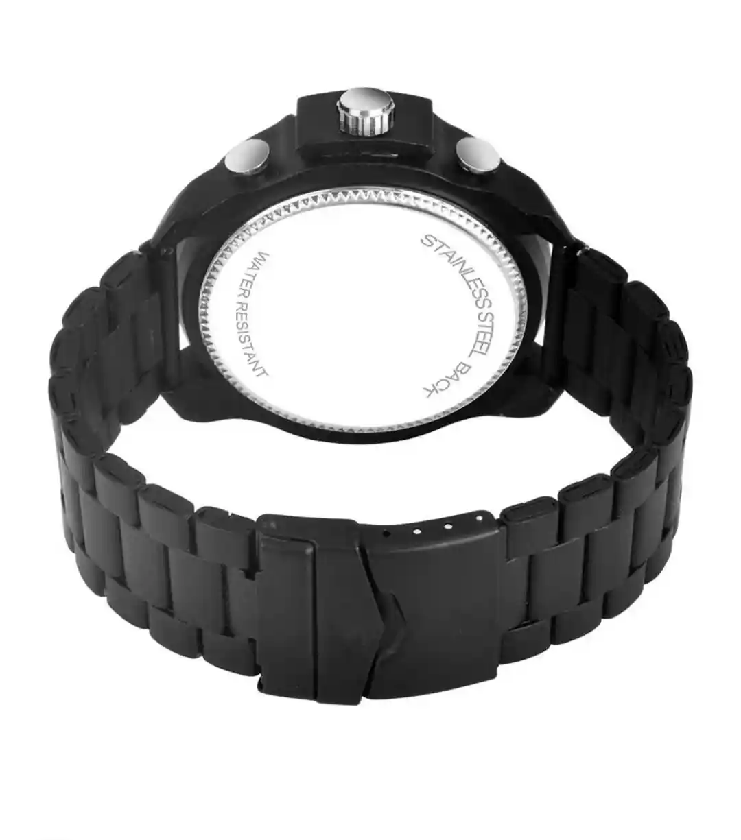 Premium Black Chronograph Analog Watch for Men | Stylish Metal Strap | Oversized Dial - For Men